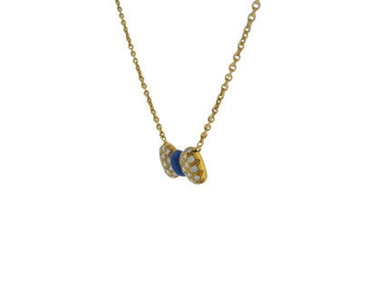 Van Cleef & Arpels 18K Yellow Gold Noeud Papillon Lapis diamond Necklace