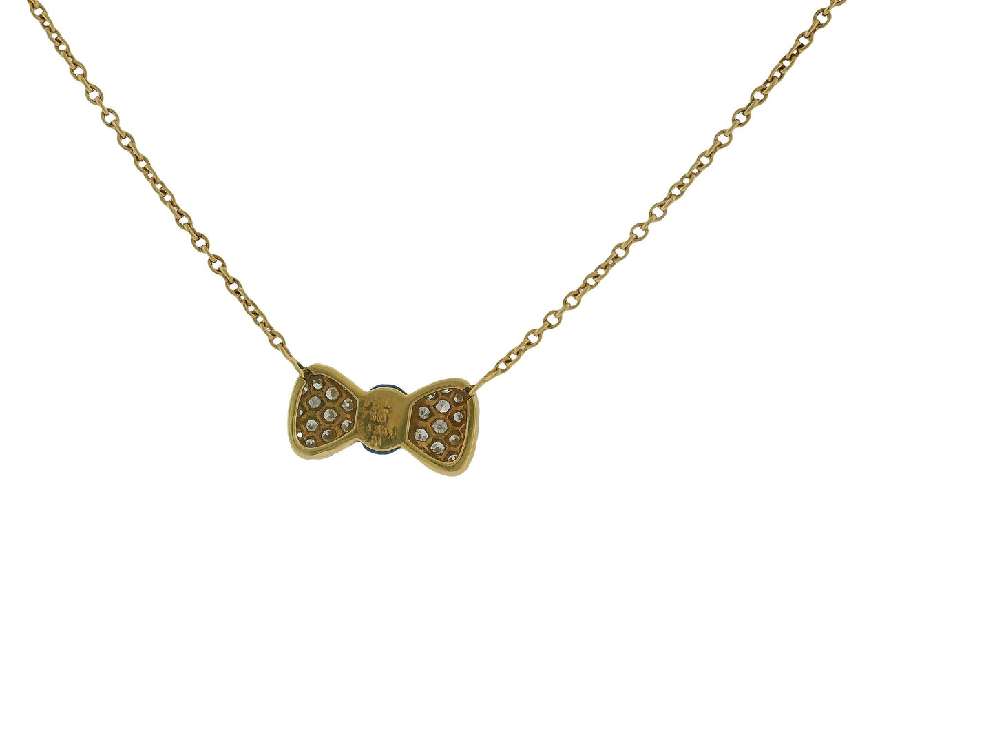Van Cleef & Arpels 18K Yellow Gold Noeud Papillon Lapis diamond Necklace