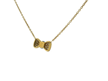 Van Cleef & Arpels 18K Yellow Gold Noeud Papillon Lapis diamond Necklace