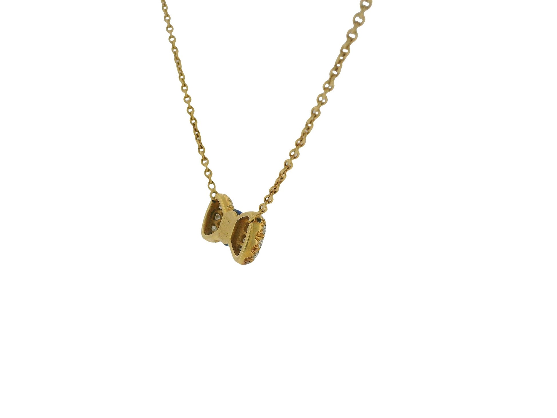 Van Cleef & Arpels 18K Yellow Gold Noeud Papillon Lapis diamond Necklace