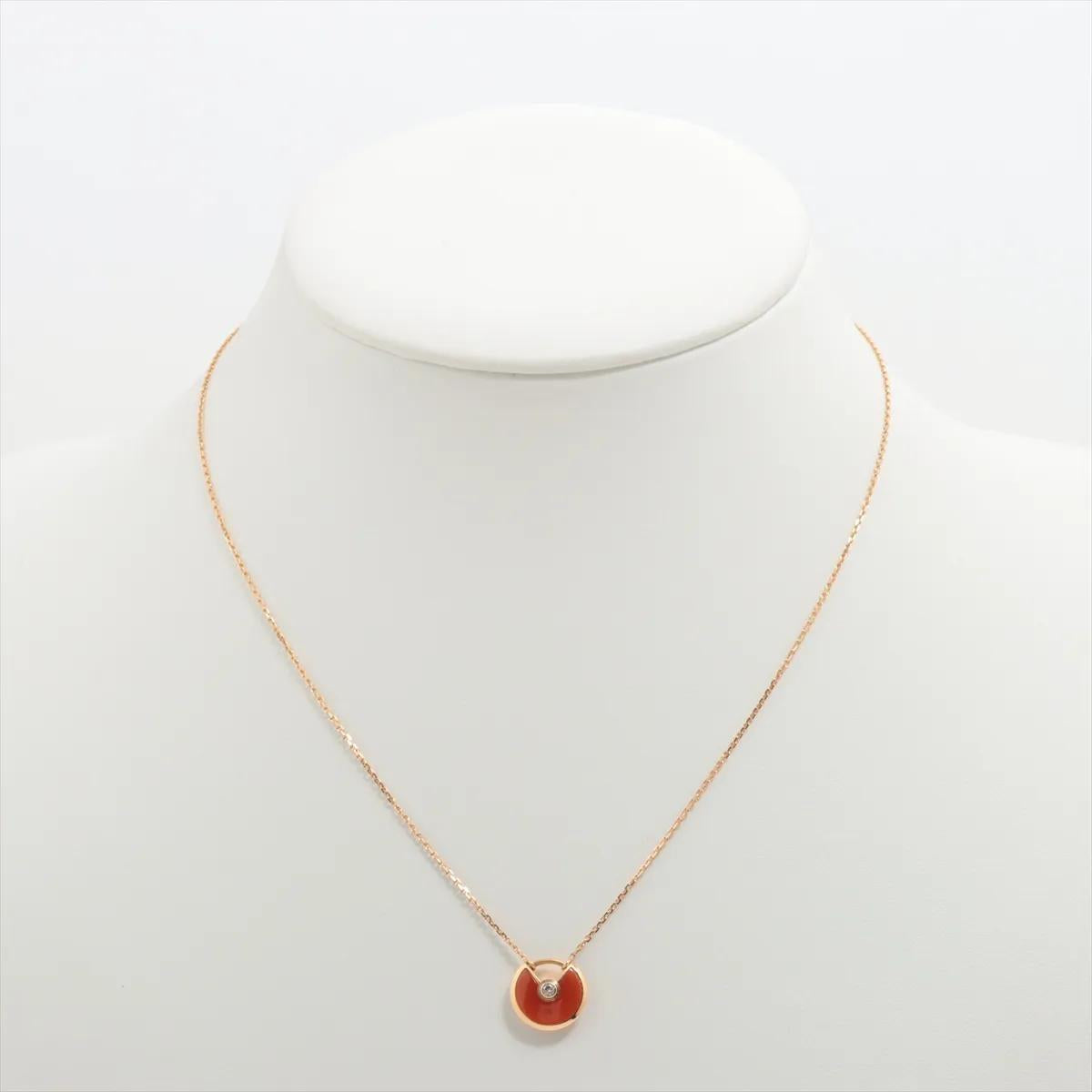 Cartier Amulette de Cartier Carnelian diamond 18K Rose Gold Necklace