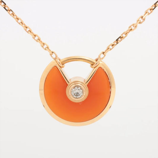 Cartier Amulette de Cartier Carnelian diamond 18K Rose Gold Necklace