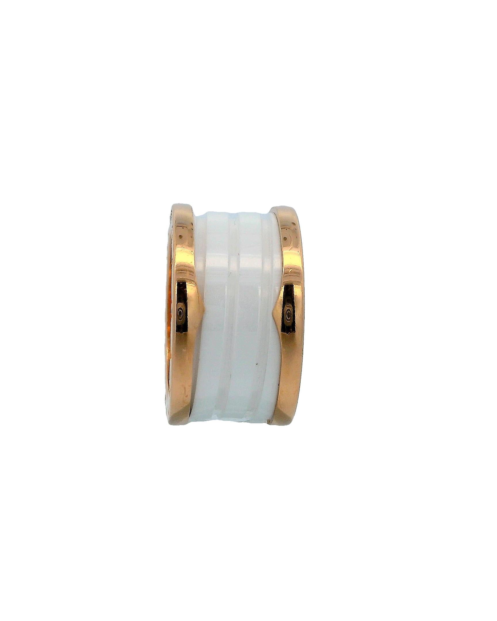 Bvlgari Ceramic & 18K Rose Gold Size 52 Ring