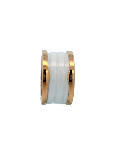 Bvlgari Ceramic & 18K Rose Gold Size 52 Ring