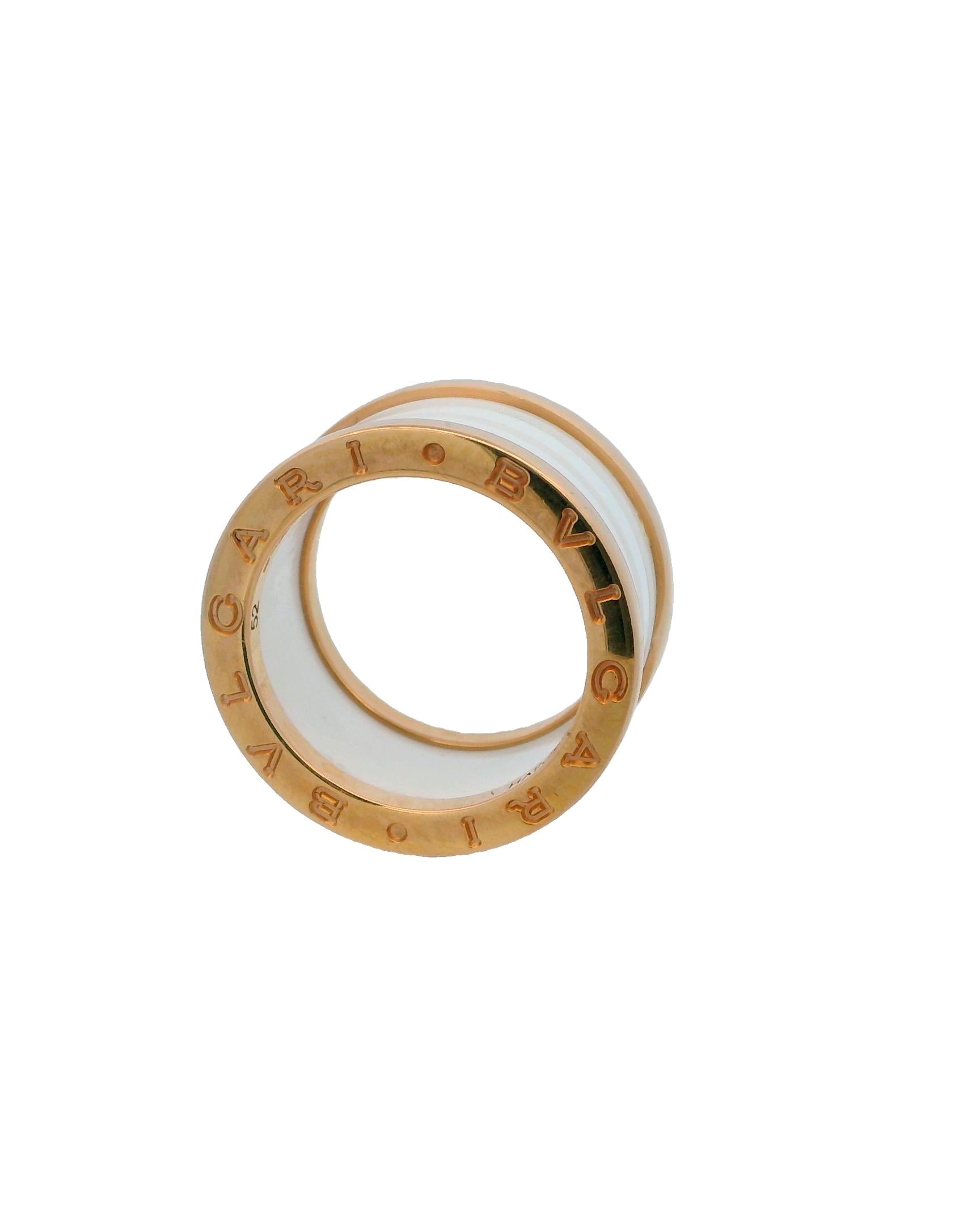 Bvlgari Ceramic & 18K Rose Gold Size 52 Ring