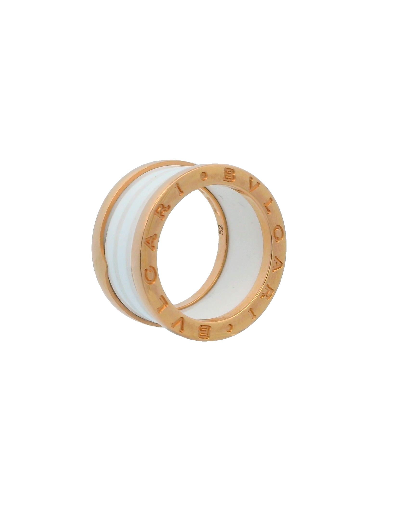 Bvlgari Ceramic & 18K Rose Gold Size 52 Ring