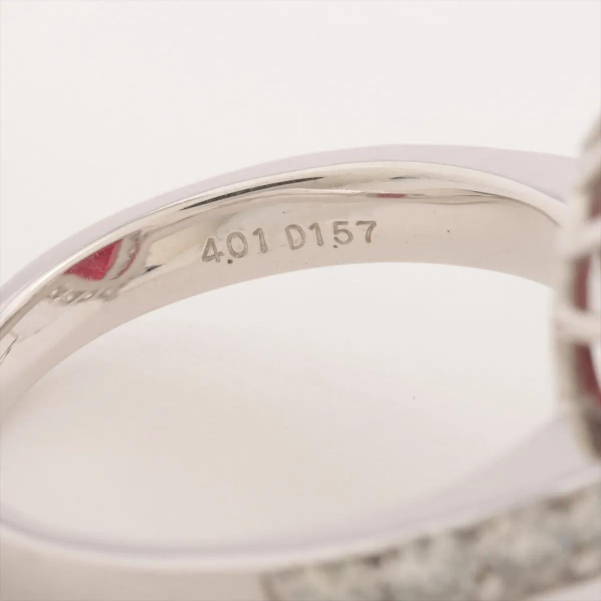Platinum Pear-Shaped Ruby and Diamond Ring W/Certificate