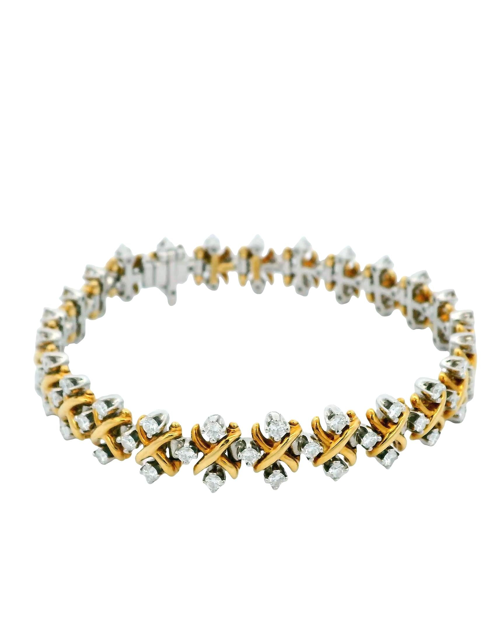 Tiffany & Co. Schlumberger Diamond Bracelet 18k Gold Platinum X Link Style