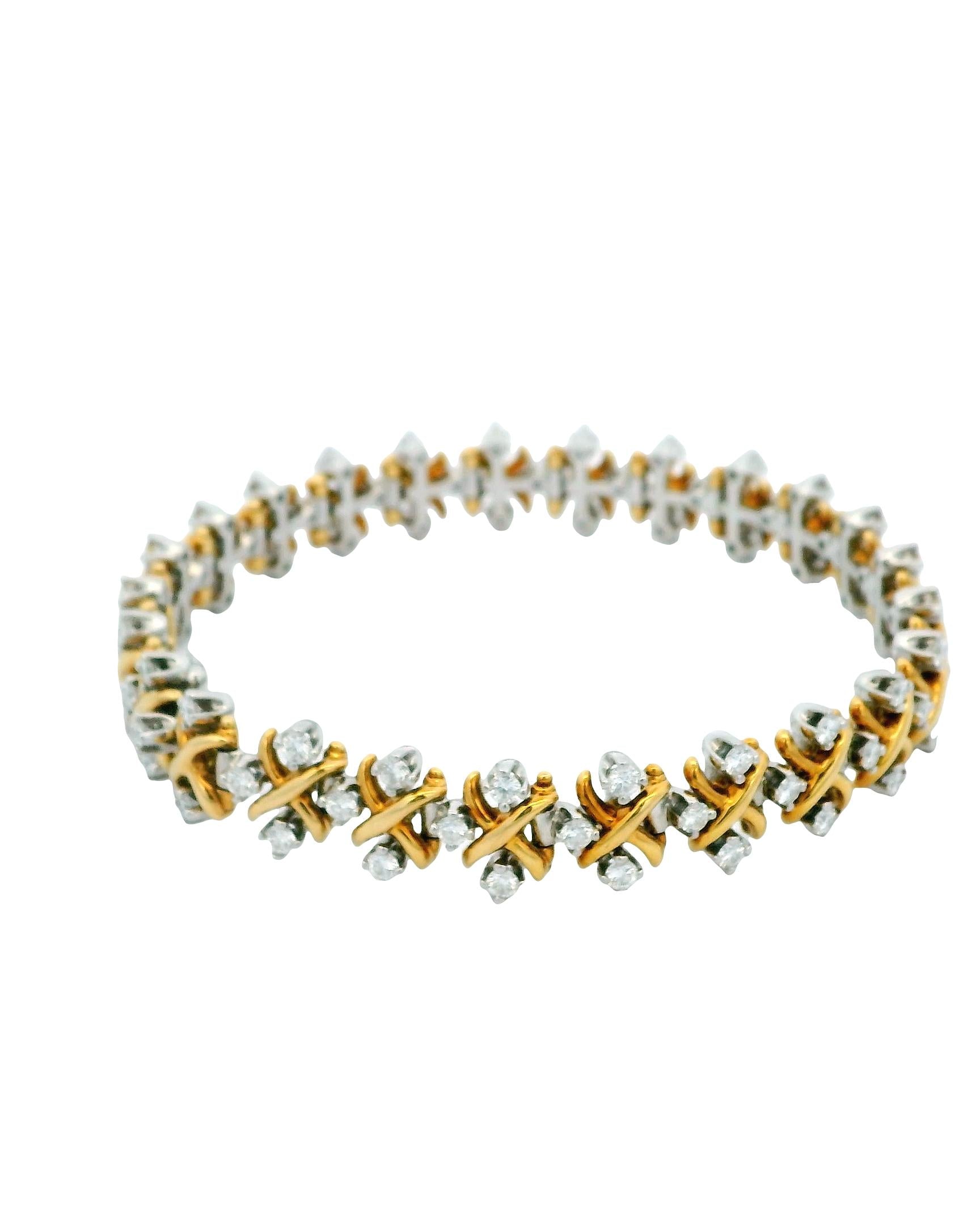 Tiffany & Co. Schlumberger Diamond Bracelet 18k Gold Platinum X Link Style