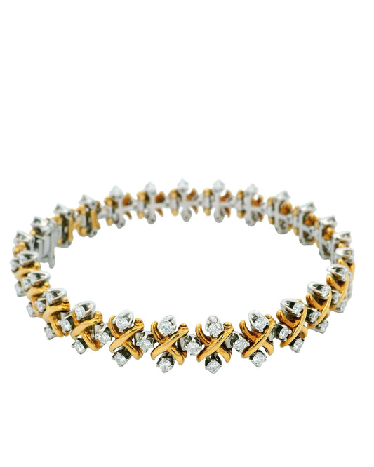 Tiffany & Co. Schlumberger Diamond Bracelet 18k Gold Platinum X Link Style