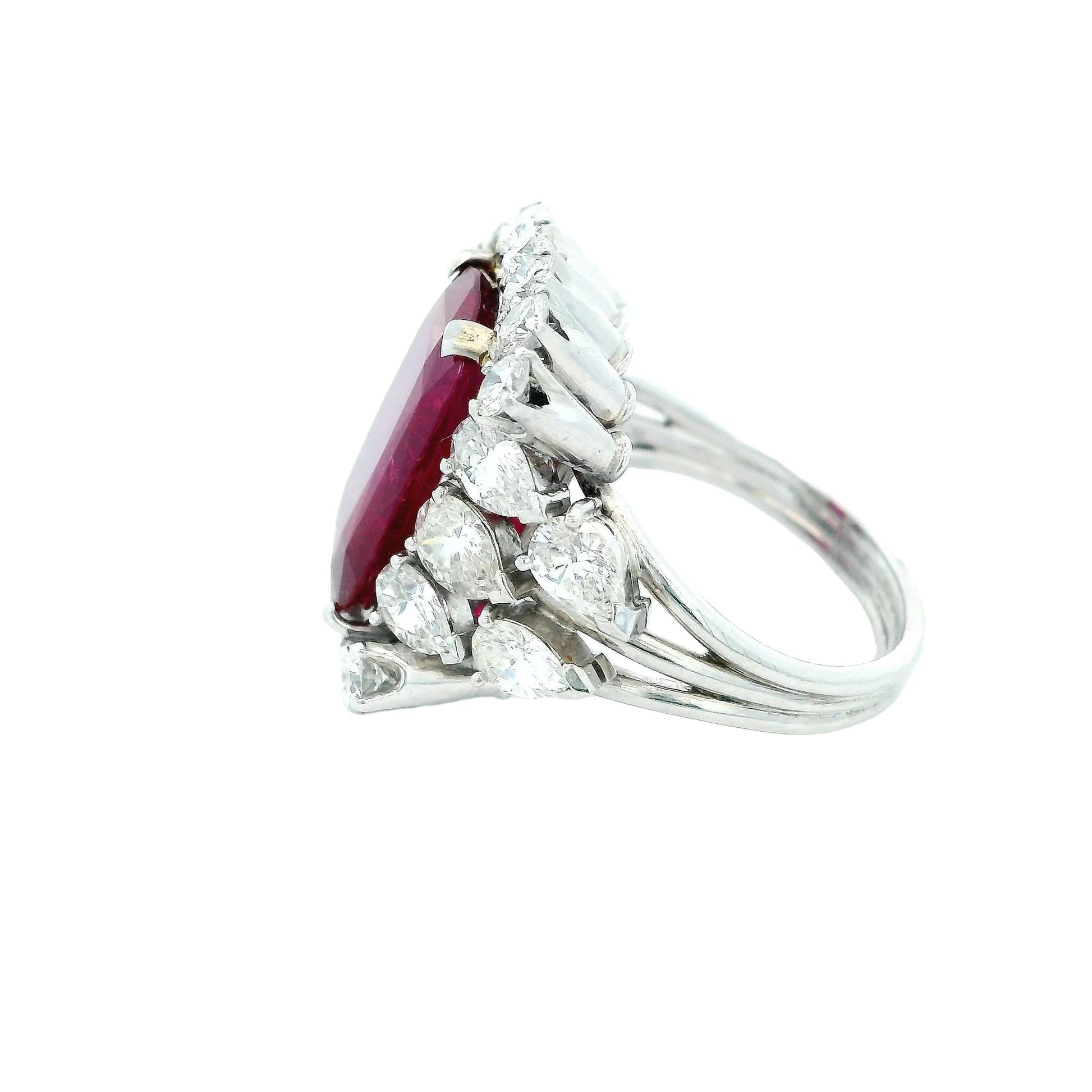Ruby Burma Ring with Diamonds set