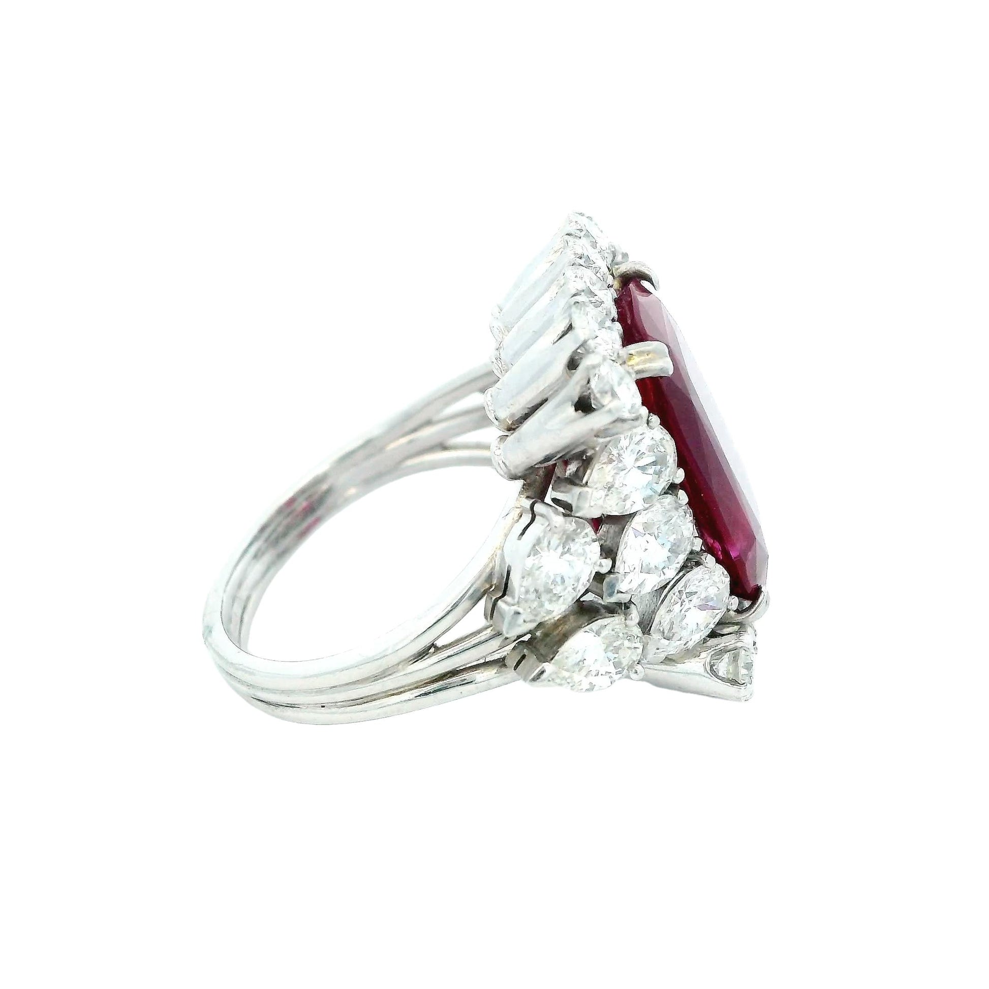 Ruby Burma Ring with Diamonds set