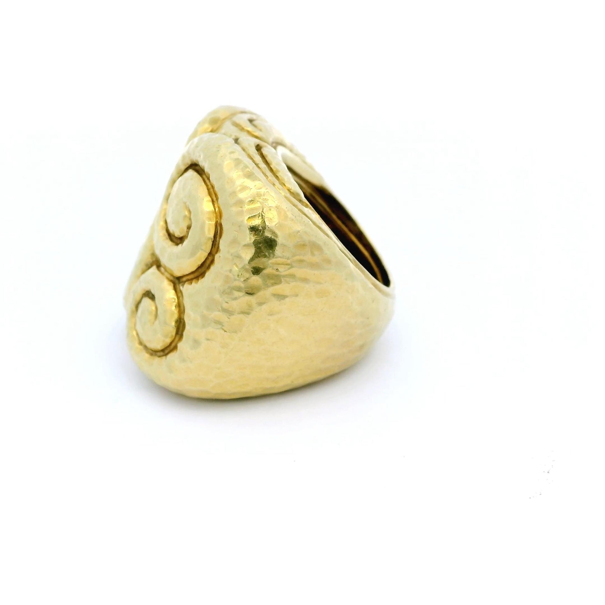 David Webb Gold Ring Large Key Pattern
