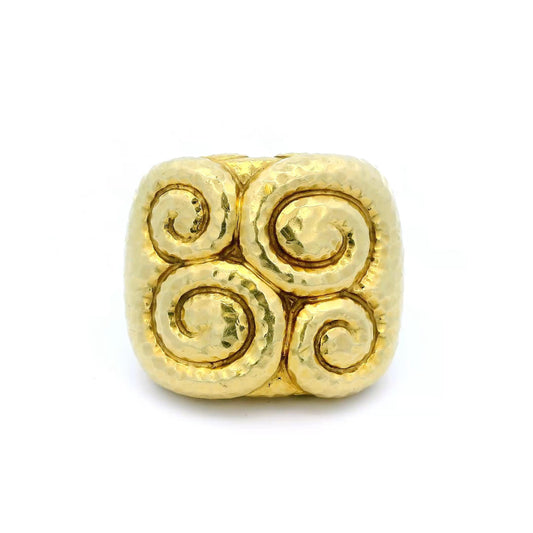 David Webb Gold Ring Large Key Pattern