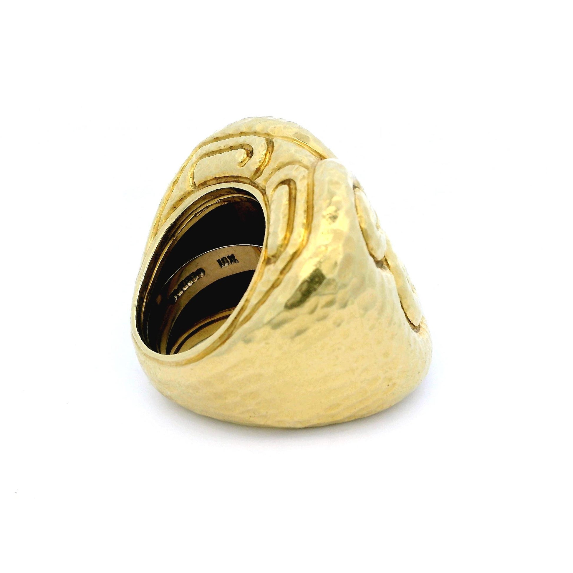 David Webb Gold Ring Large Key Pattern