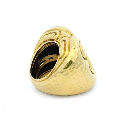 David Webb Gold Ring Large Key Pattern
