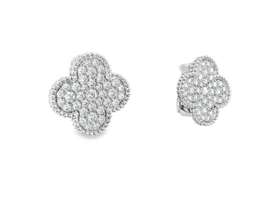 Van Cleef & Arpels Magic Alhambra Diamond Earrings in 18K White Gold 2.13 CTW
