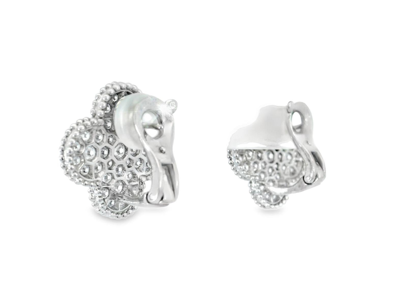 Van Cleef & Arpels Magic Alhambra Diamond Earrings in 18K White Gold 2.13 CTW