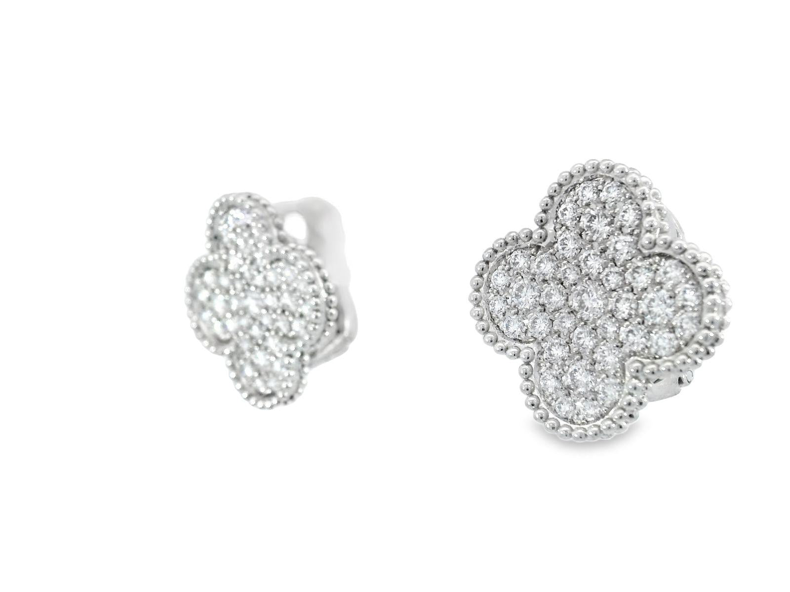 Van Cleef & Arpels Magic Alhambra Diamond Earrings in 18K White Gold 2.13 CTW