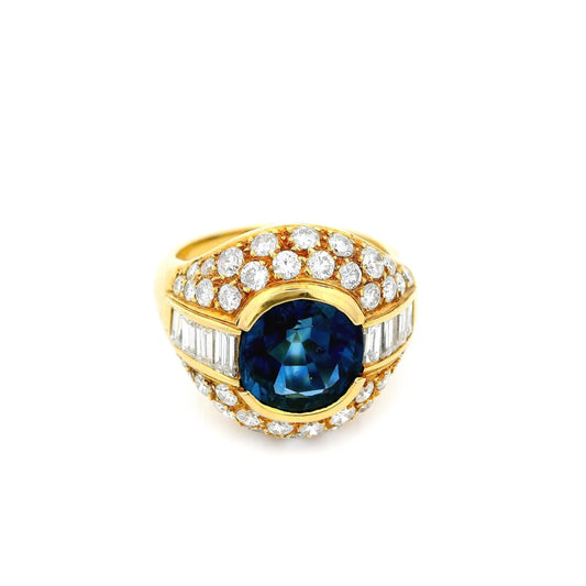 18K Paul Flato Blue Sapphire and Diamond Ring