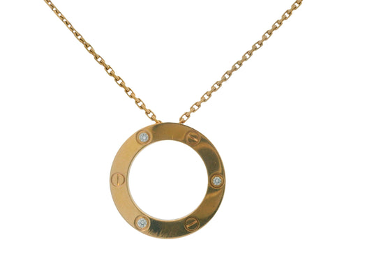 Cartier Love 18K Gold Necklace with Three Diamond