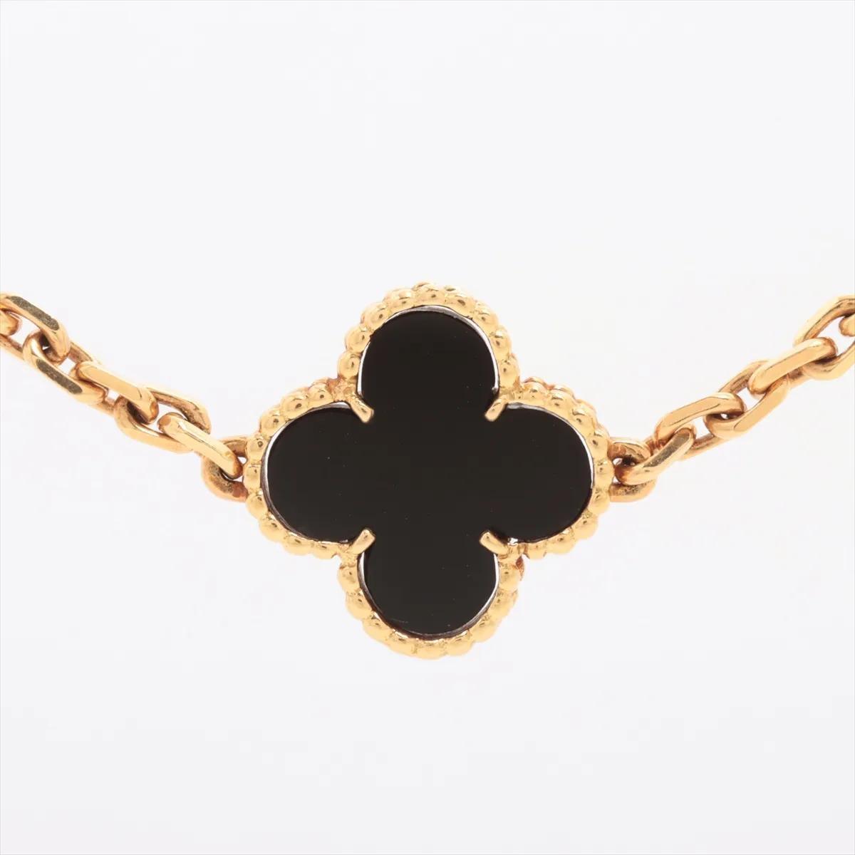 Van Cleef & Arpels 18K Yellow Gold Vintage Alhambra 20P Onyx Necklace
