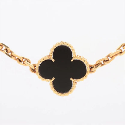 Van Cleef & Arpels 18K Yellow Gold Vintage Alhambra 20P Onyx Necklace