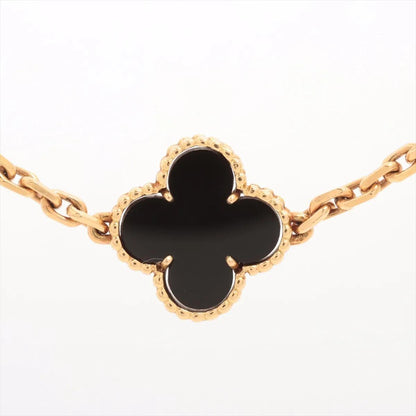 Van Cleef & Arpels 18K Yellow Gold Vintage Alhambra 20P Onyx Necklace