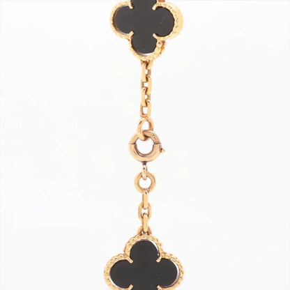 Van Cleef & Arpels 18K Yellow Gold Vintage Alhambra 20P Onyx Necklace