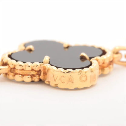 Van Cleef & Arpels 18K Yellow Gold Vintage Alhambra 20P Onyx Necklace