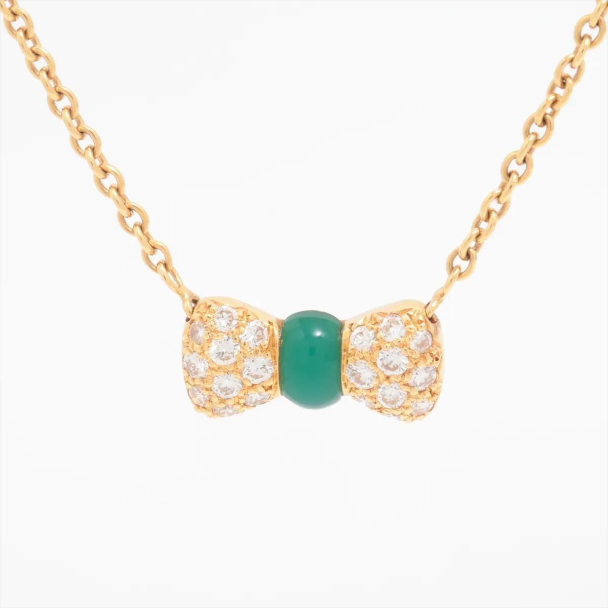 Van Cleef & Arpels 18K Yellow Gold Noeud Papillon Colored stone diamond Necklace