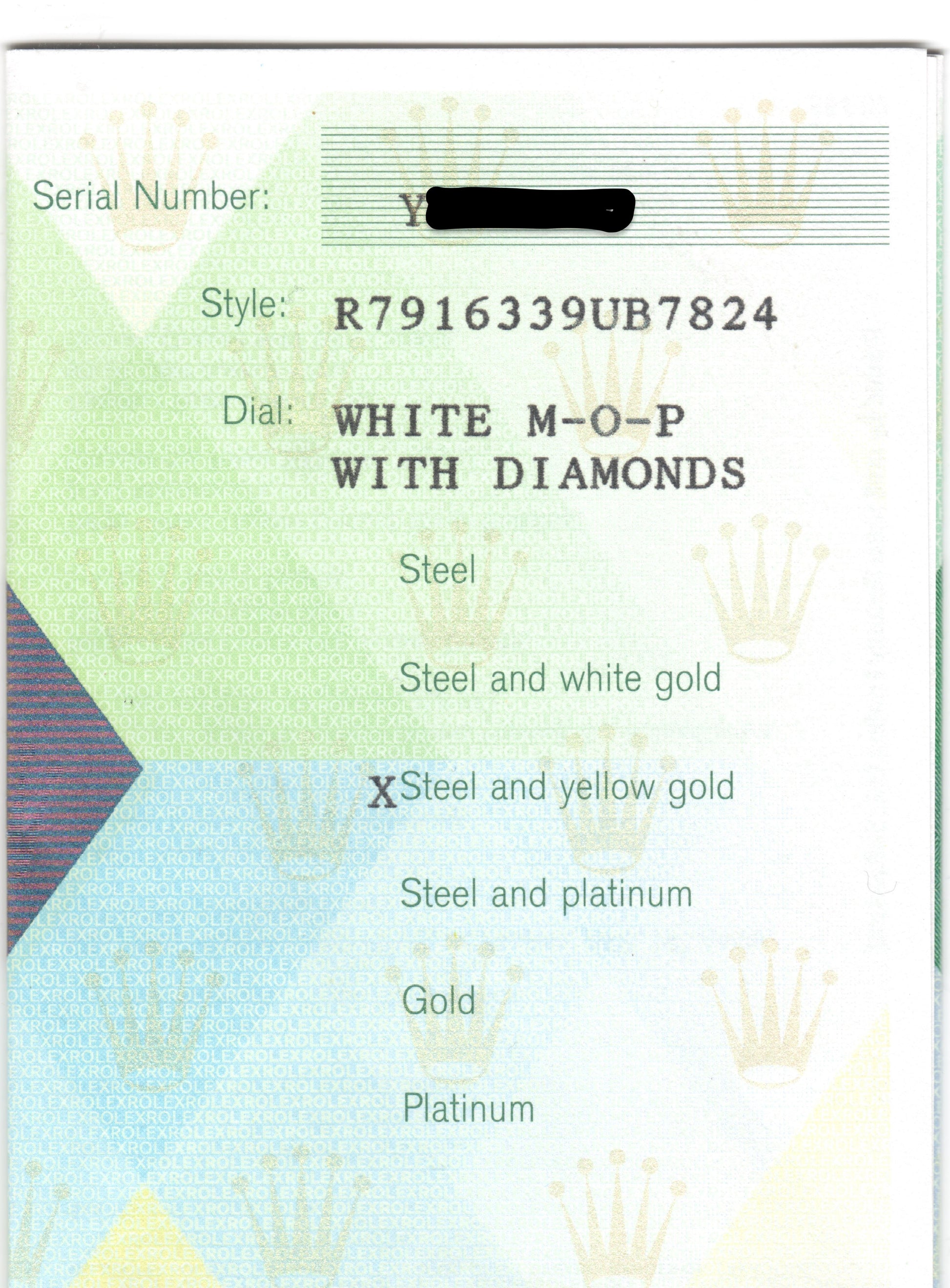 Rolex Datejust 79163 MOP Diamond Dial W/Papers