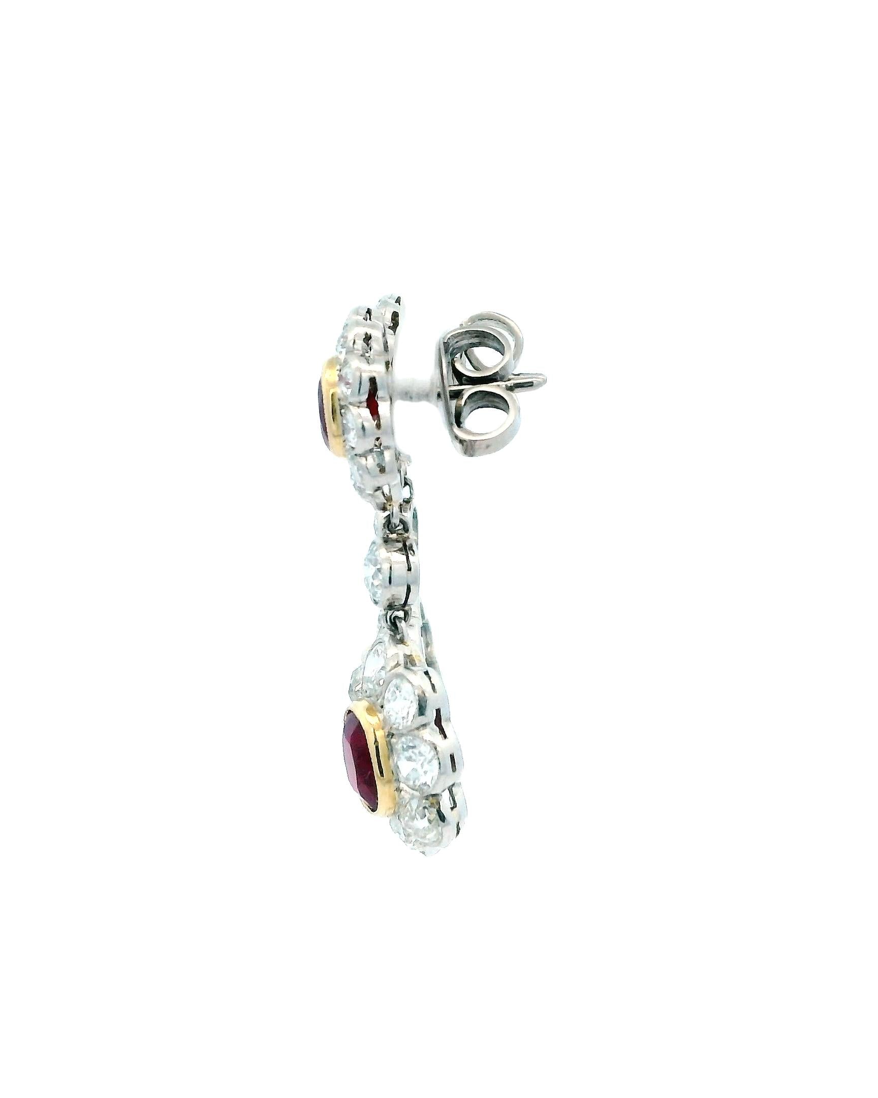 Ruby & Diamond Drop Earrings 1c Each Ruby & 4.56tw Diamonds GIA