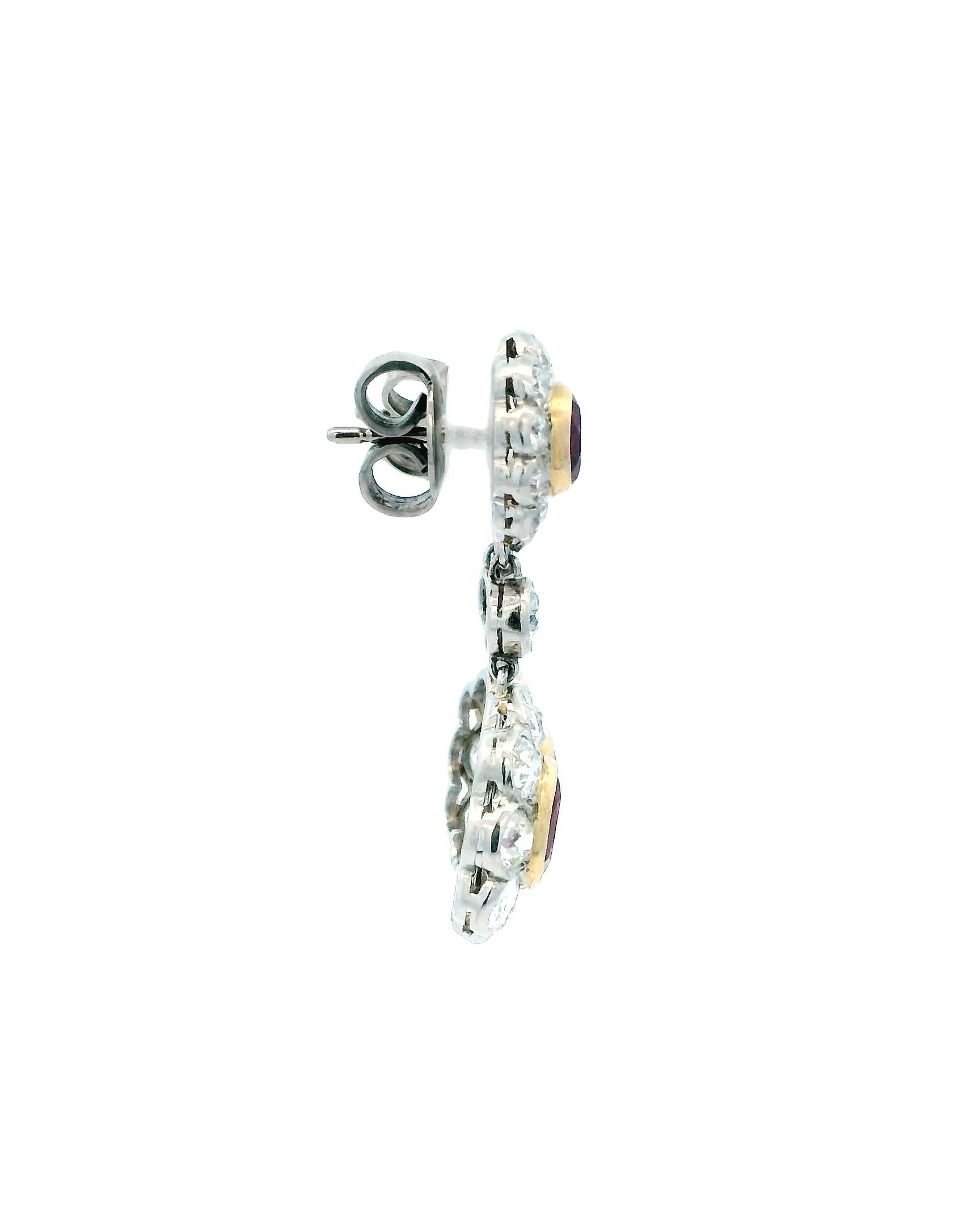 Ruby & Diamond Drop Earrings 1c Each Ruby & 4.56tw Diamonds GIA