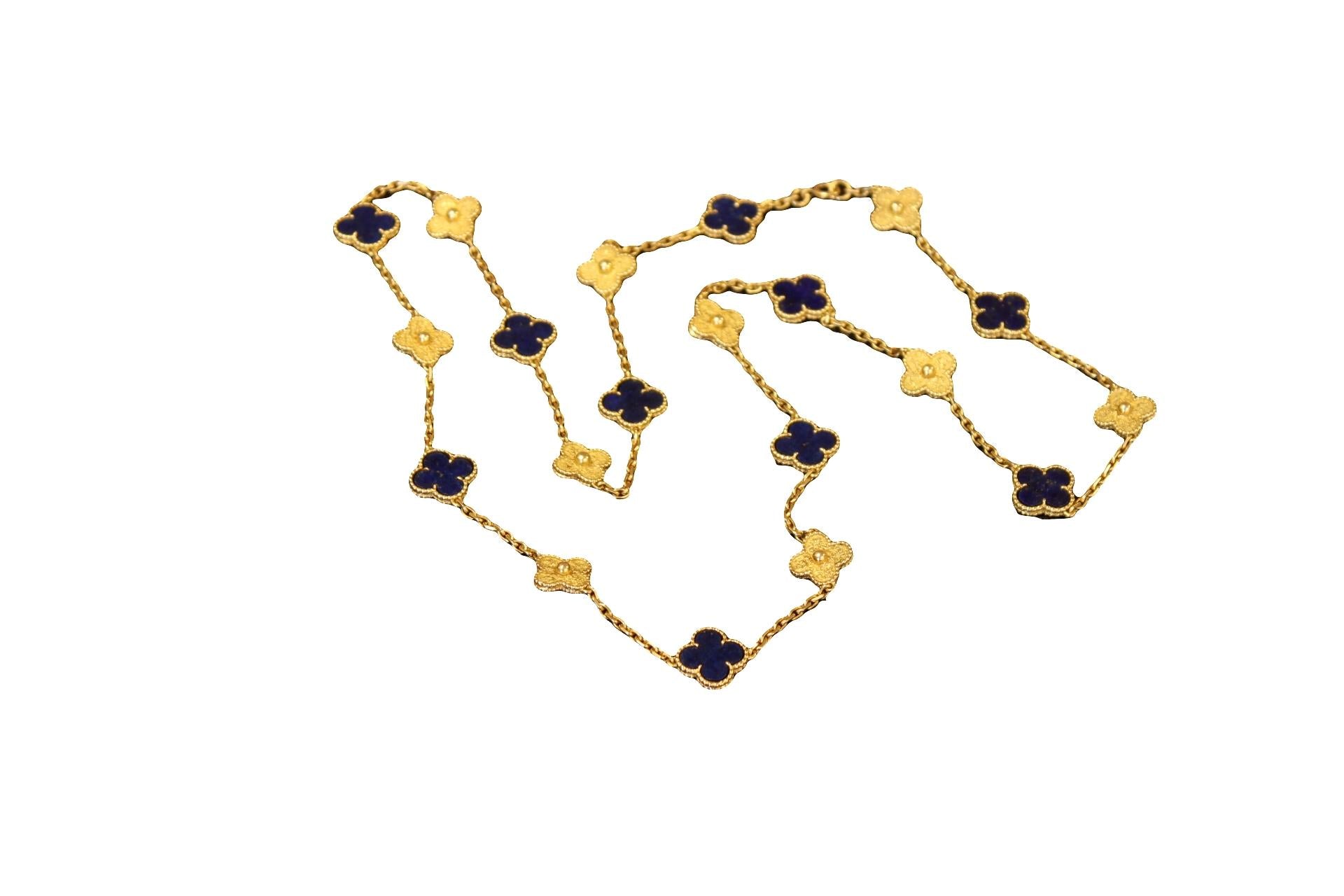 Van Cleef & Arpels 18K Yellow Gold Lapis Lazuli & Vintage Alhambra, 20 Motifs