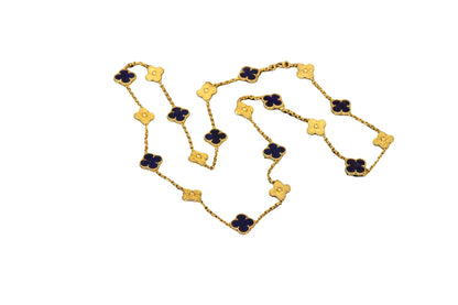 Van Cleef & Arpels 18K Yellow Gold Lapis Lazuli & Vintage Alhambra, 20 Motifs