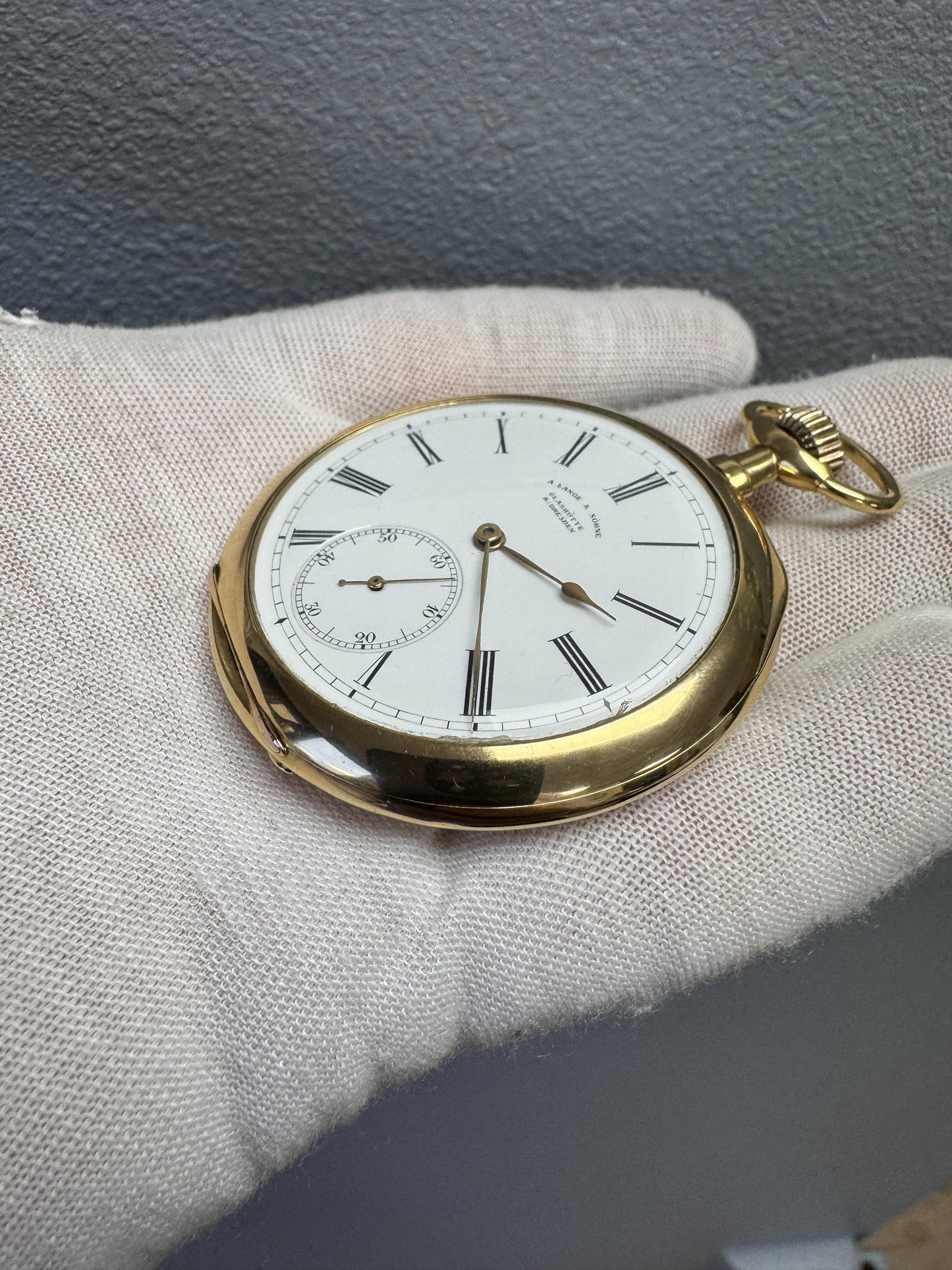 A Lange & Söhne Glashütte, Antique, 18k Yellow Gold A Movement Pocket Watch