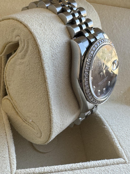 Rolex DateJust 178384 medium Tahitian MOP Diamond Dial Box & Papers