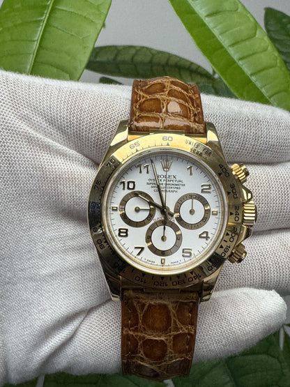 Rolex Daytona 16518 18K Yellow Gold White Dial Watch Box & Papers