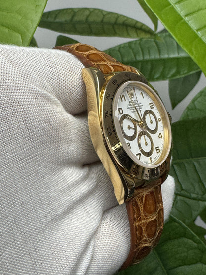 Rolex Daytona 16518 18K Yellow Gold White Dial Watch Box & Papers