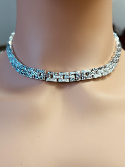 Cartier Panther Black & White Diamonds 18K White Gold Link Necklace