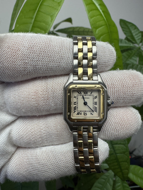 Cartier Panthère small 18K Gold & Stainless Steel Ladies Watch W/ Box & Papers