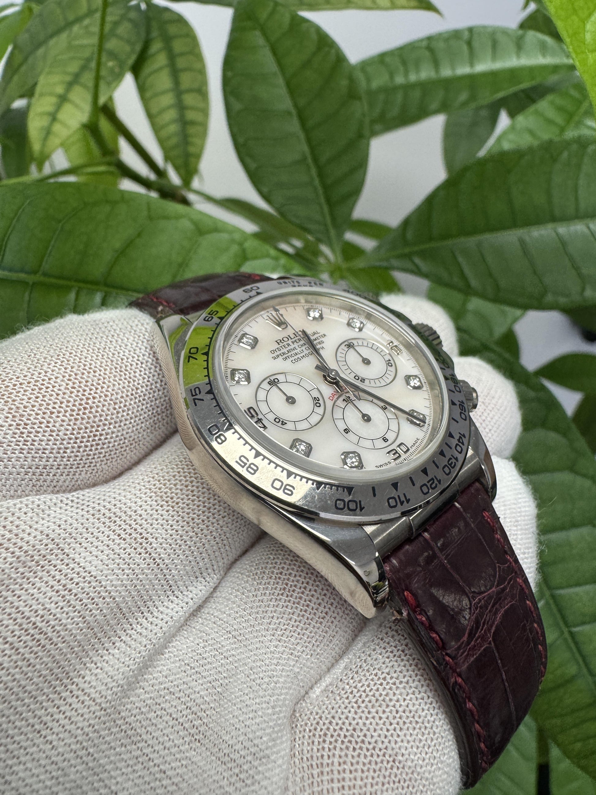 Rolex Daytona 16519 'Zenith' 18K White Gold MOP Diamond W/Papers