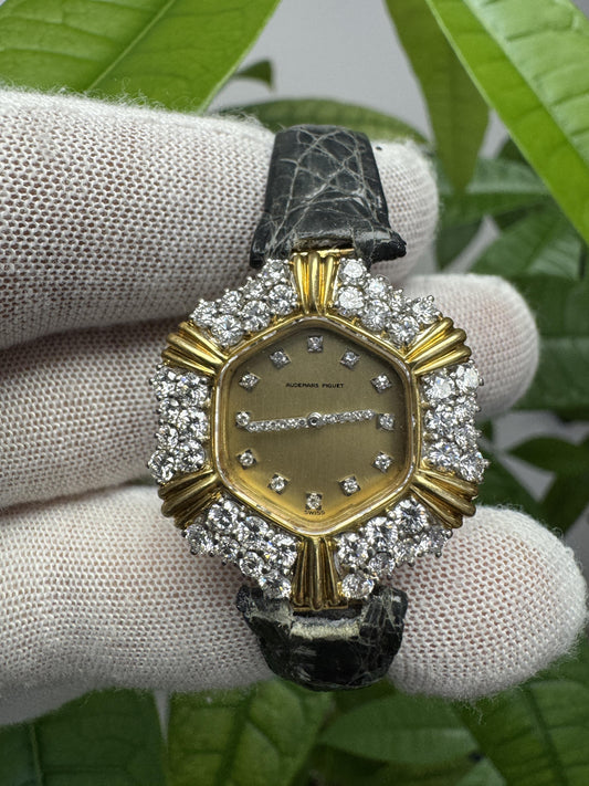 Audemars lds hex shape alt pave fluted sects diamond dial&hnds