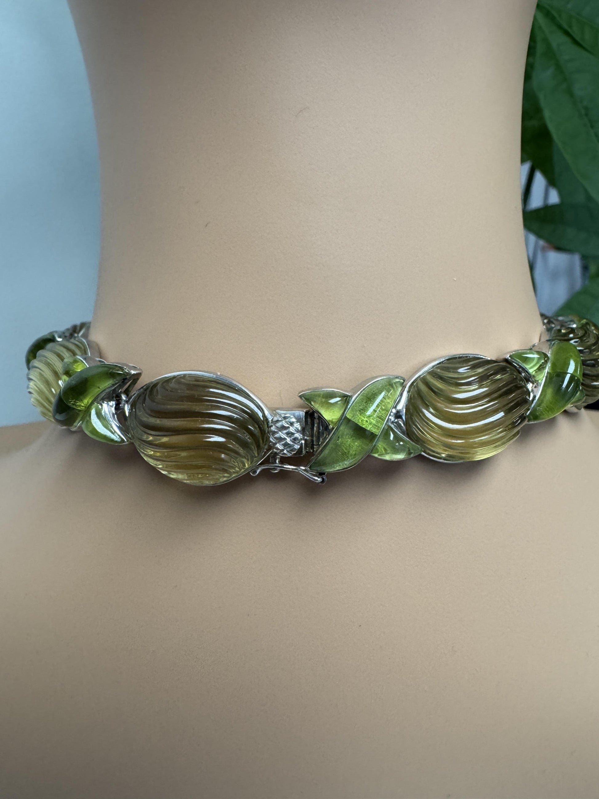 Kanaris 18K White Gold Fluted Topaz & Peridot Necklace