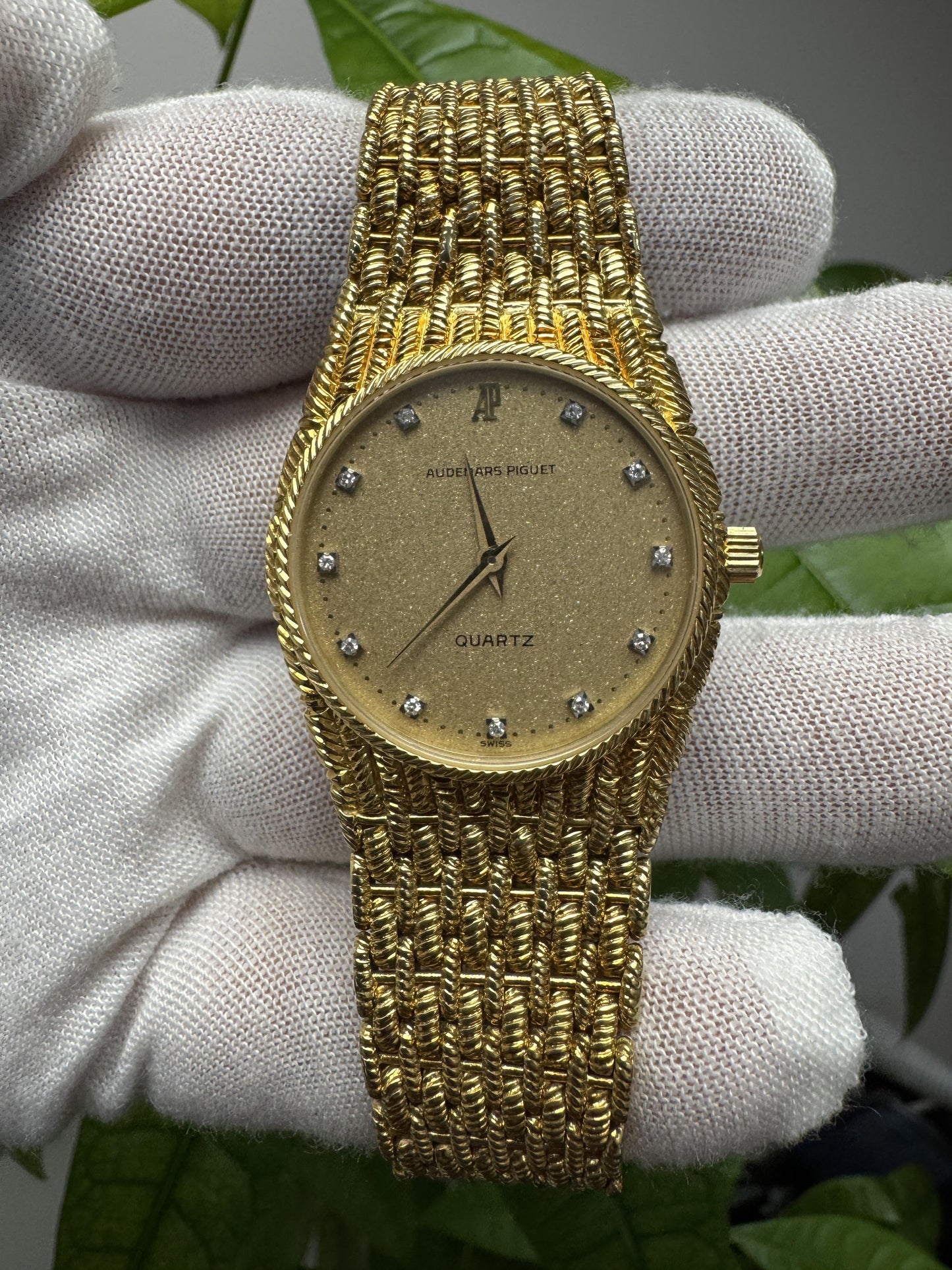 Audemars Piguet 18K Yellow Gold Diamond Dial Cobra Bracelet Watch