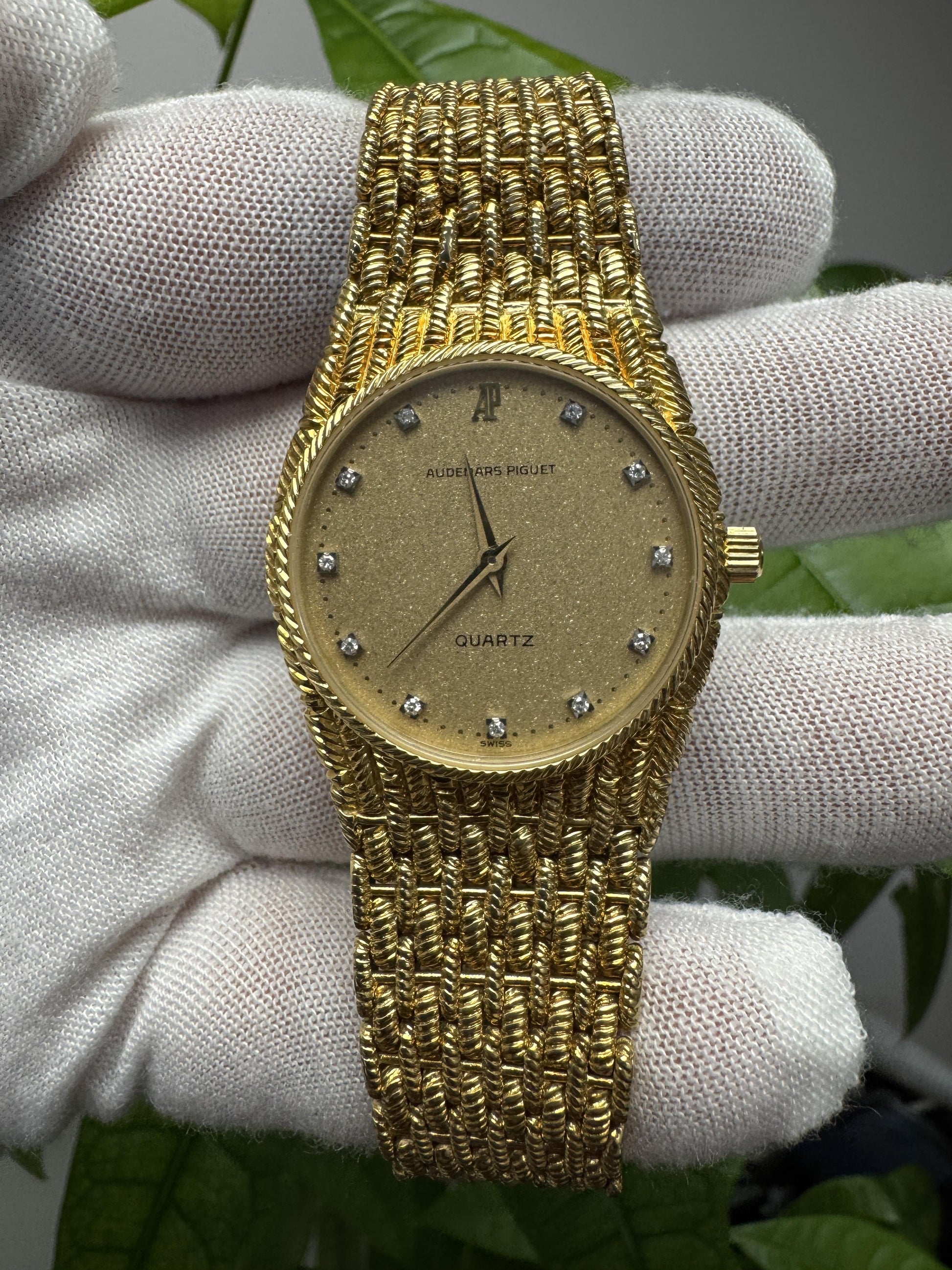 Audemars Piguet 18K Yellow Gold Diamond Dial Cobra Bracelet Watch