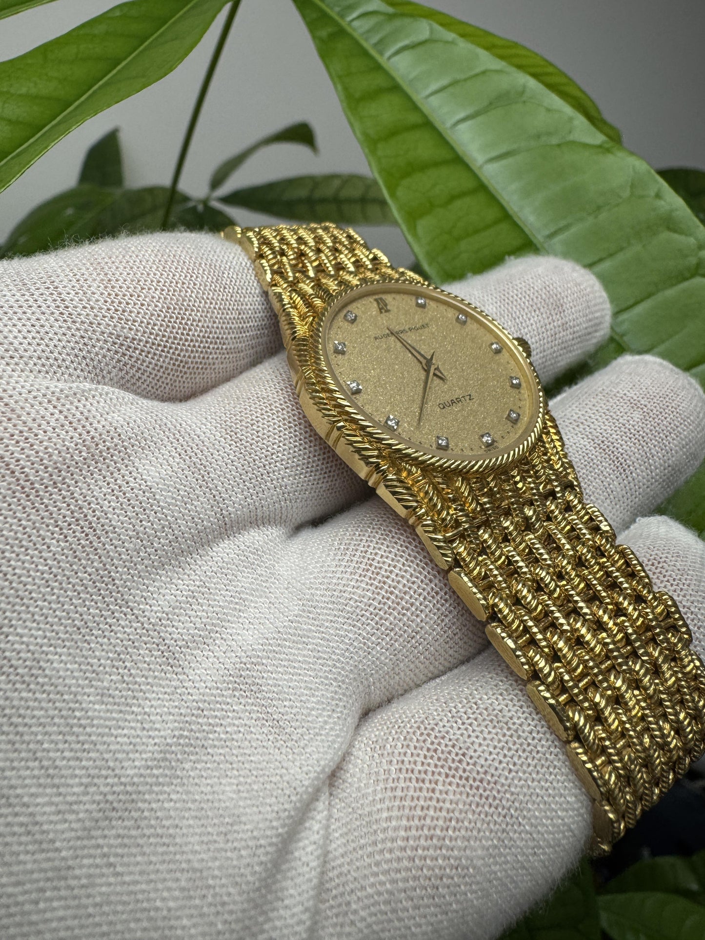 Audemars Piguet 18K Yellow Gold Diamond Dial Cobra Bracelet Watch