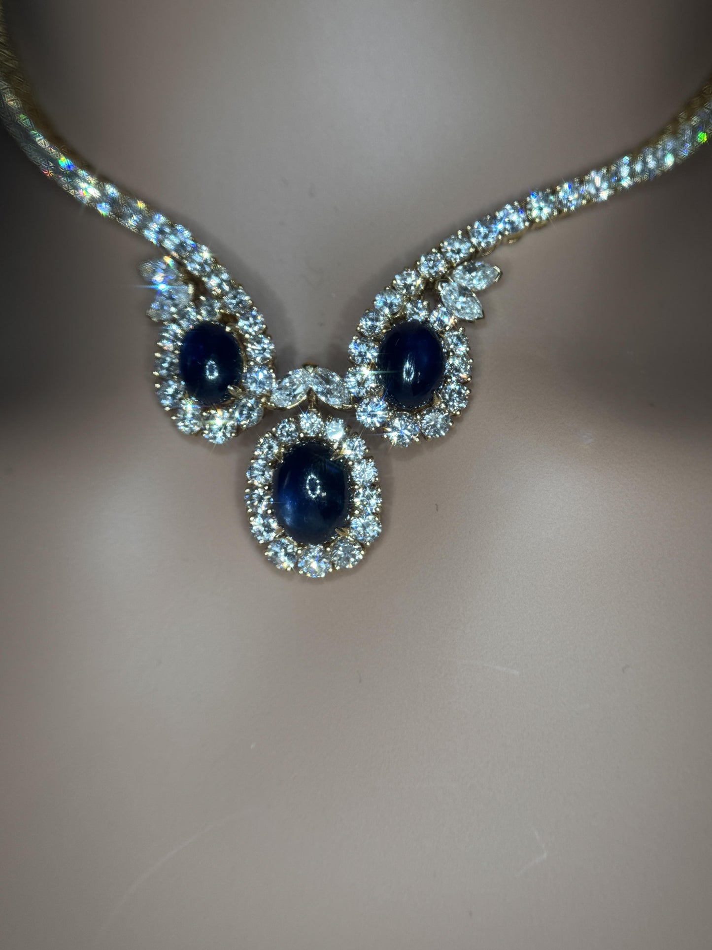 Mauboussin 18K Yellow Gold Necklace with Diamond and Sapphire