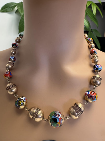 Venetian Glass Beads & Gold Necklace